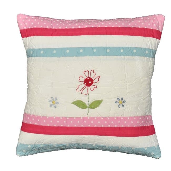 Cottage Home Dixie Appliqued Cotton 16 Inch Throw Pillow - 1 Flower