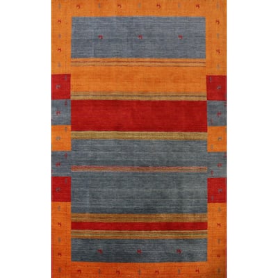 Hand Knotted Oriental 100% Wool Carpet Tribal Animal Pictorial Multi-Colored Gabbeh Area Rug - 9' 9'' X 6' 5''