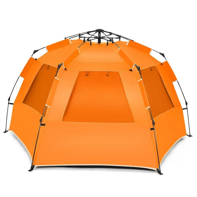 Beach Tent with Front Porch UPF 50+ Sun Shelter for 3-4 People - 100" x 50" x 52" (L x W x H) - Orange