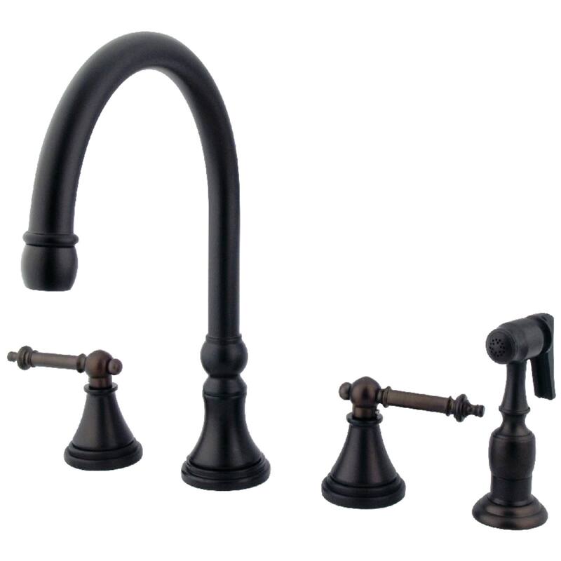 Kingston Brass Templeton Deck Mount Widespread Kitchen Faucet with Brass Sprayer