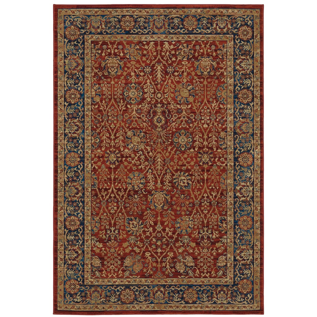 Aubagne Red Blue Oriental Traditional Area Rug