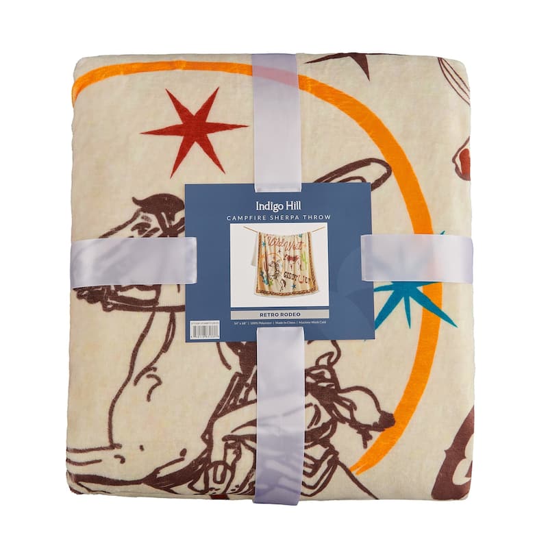 Indigo Hill by HiEnd Accents Campfire Sherpa Fleece Throw, 1PC or 3PC