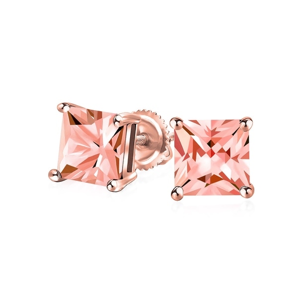 Rose Gold Color Light of Pink Stud Earrings Round Zirconia Ear Stud Earings Jewelry