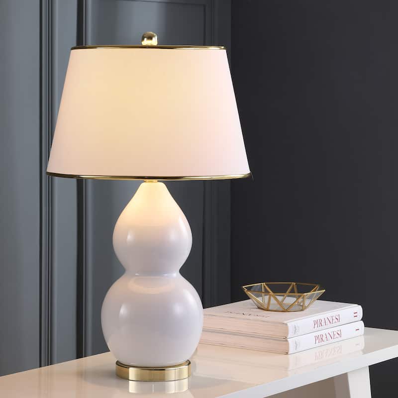 SAFAVIEH Lighting Julianna 26-inch Double Gourd White Table Lamp (Set of 2) - 16"x16"x26.5" - 16"W x 16"D x 27"H