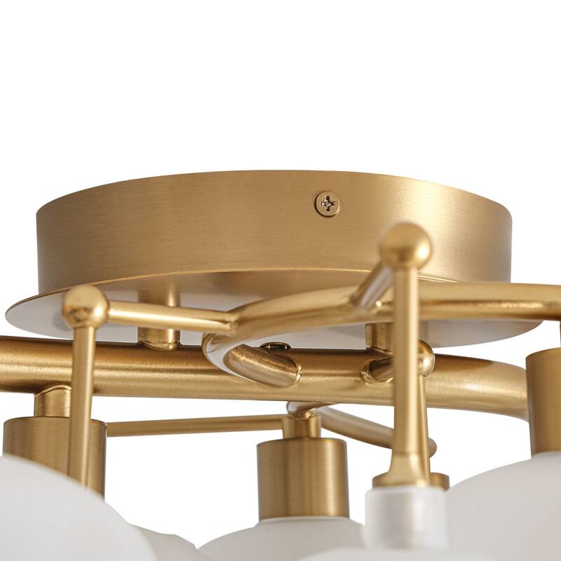 Mid-century Glam 12-Light Oval Frosted Glass Semi Flush Mount - 30.7 in