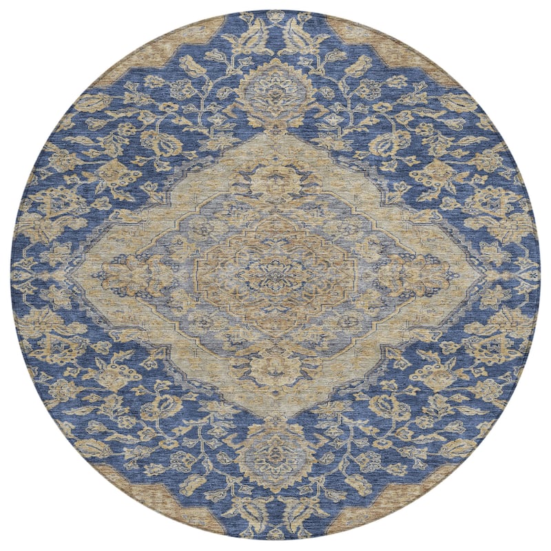 Machine Washable Indoor/ Outdoor Traditional Medallion Chantille Rug
