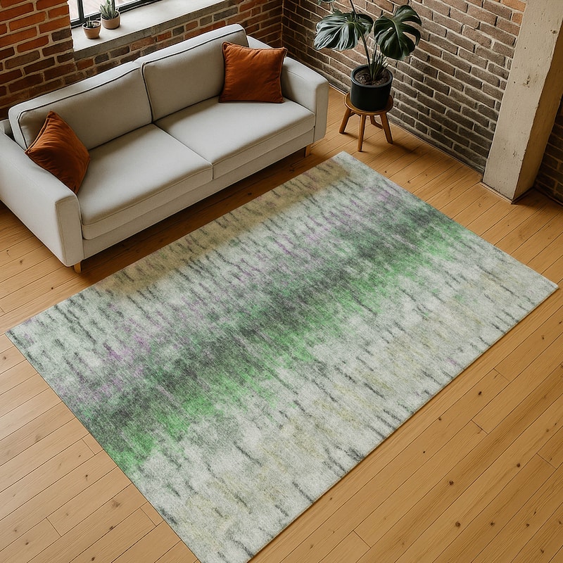 Machine Washable Indoor/ Outdoor Contemporary Ombre Chantille Rug