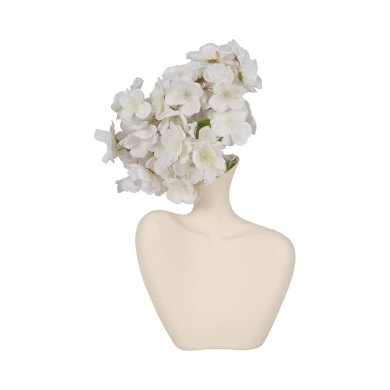 Sagebrook Home Ivory 8-inch Stoneware Bust Vase, Sand Finish