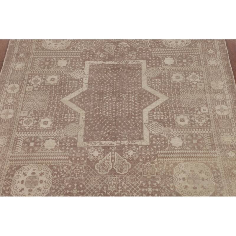 Geometric Oriental Area Rug Handmade Wool Carpet - 5'3"x 7'6"