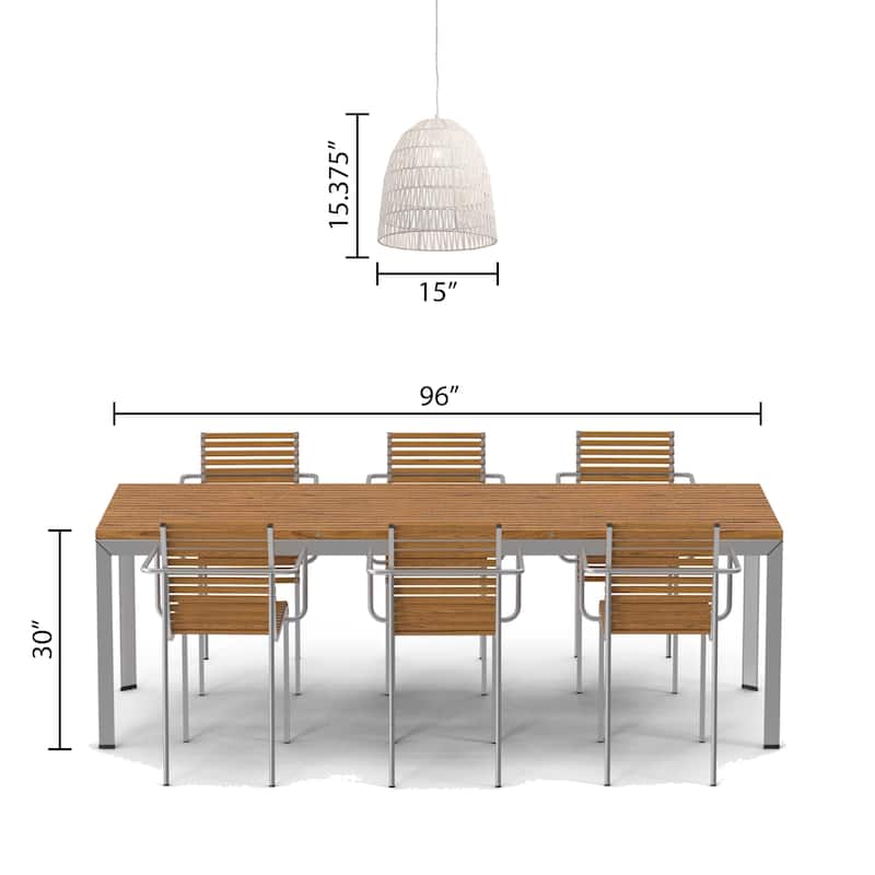 Penelope River of Goods White Woven Hemp Rope Dome Shade Pendant Light - 15" x 15" x 18/66"
