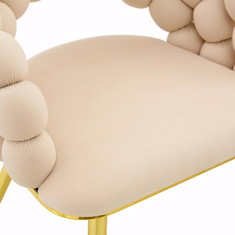 Set of 2 Puffy Bubble Velvet Dining Chairs with Ball Chain Design