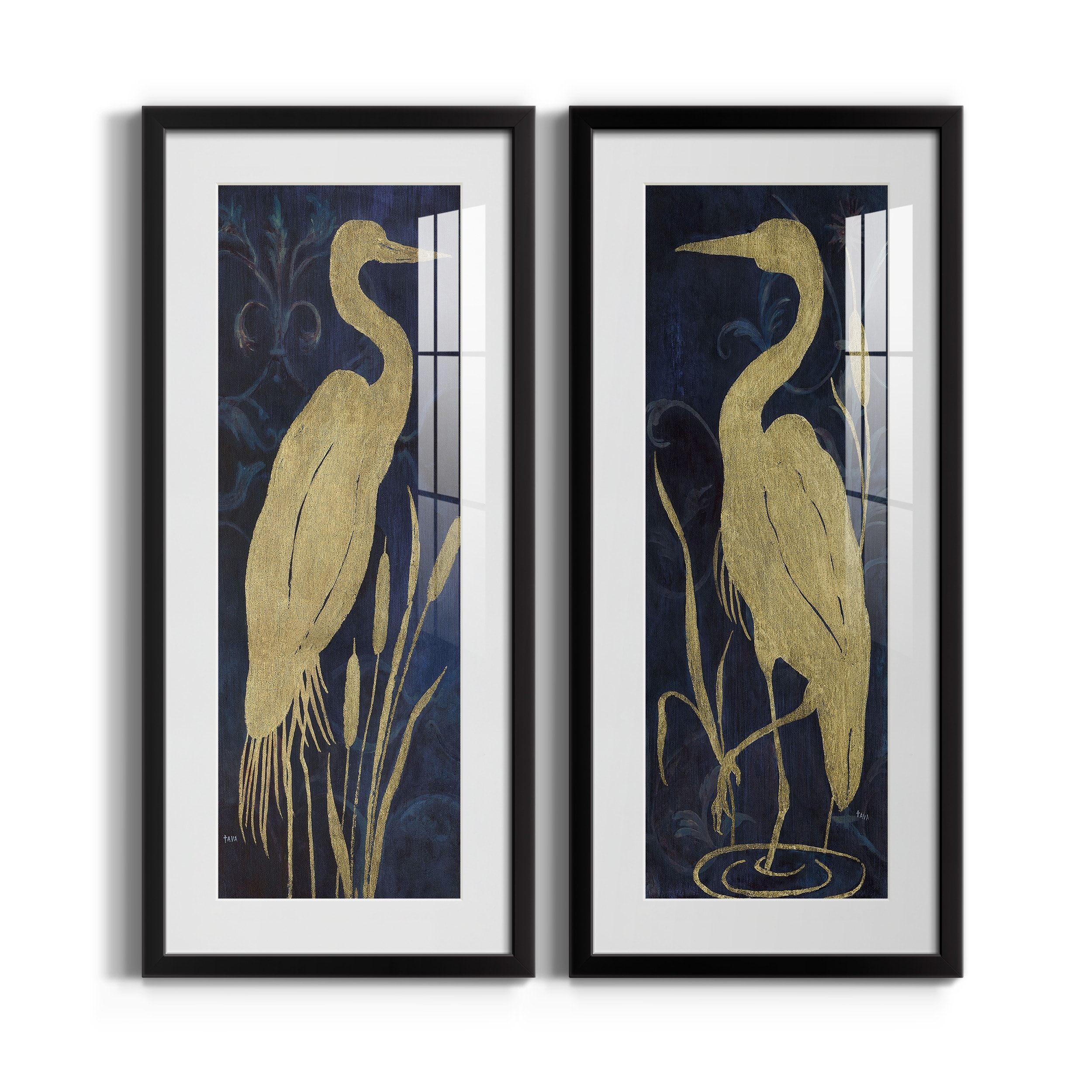Egret on Indigo I-Premium Gallery Framed Print - Ready to Hang