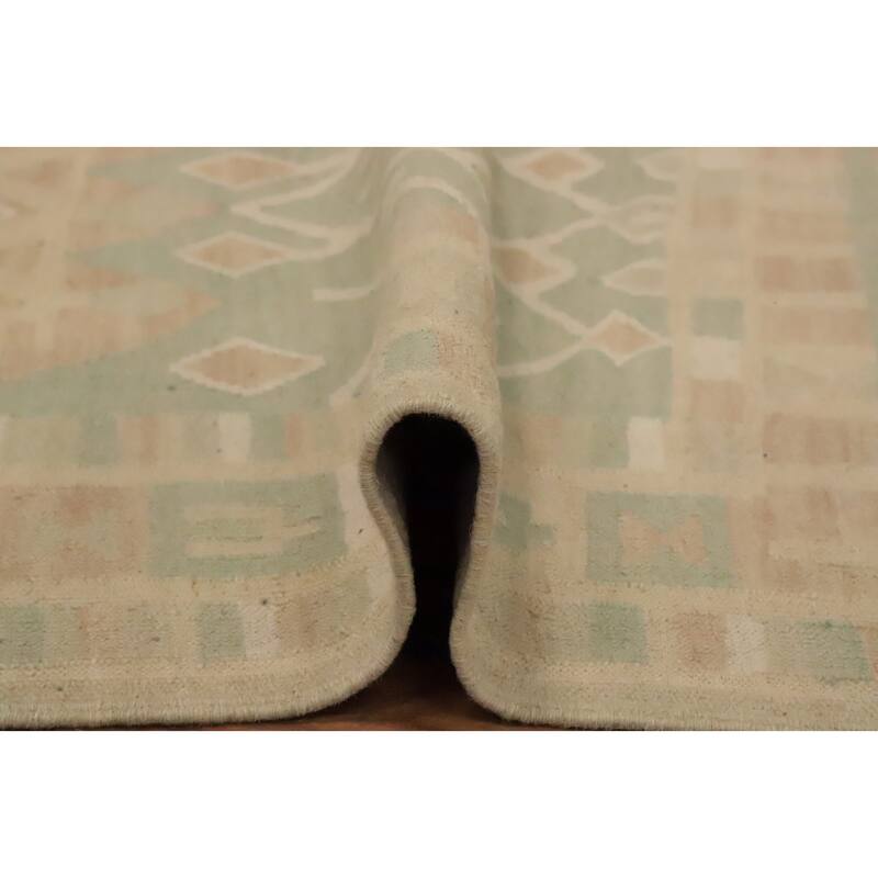 Hand Woven Oriental 100% Wool Carpet Southwestern Tribal Green Kilim Area Rug - 5' 10'' X 3' 10''
