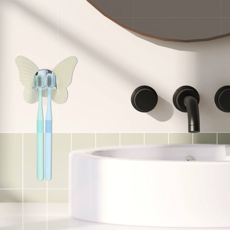 Wall Mounted Toothbrush Holder, Wall Toothbrush Holder for Bathrooms, Cute Hanging Toothbrush Holder, 4.33"x3.35"