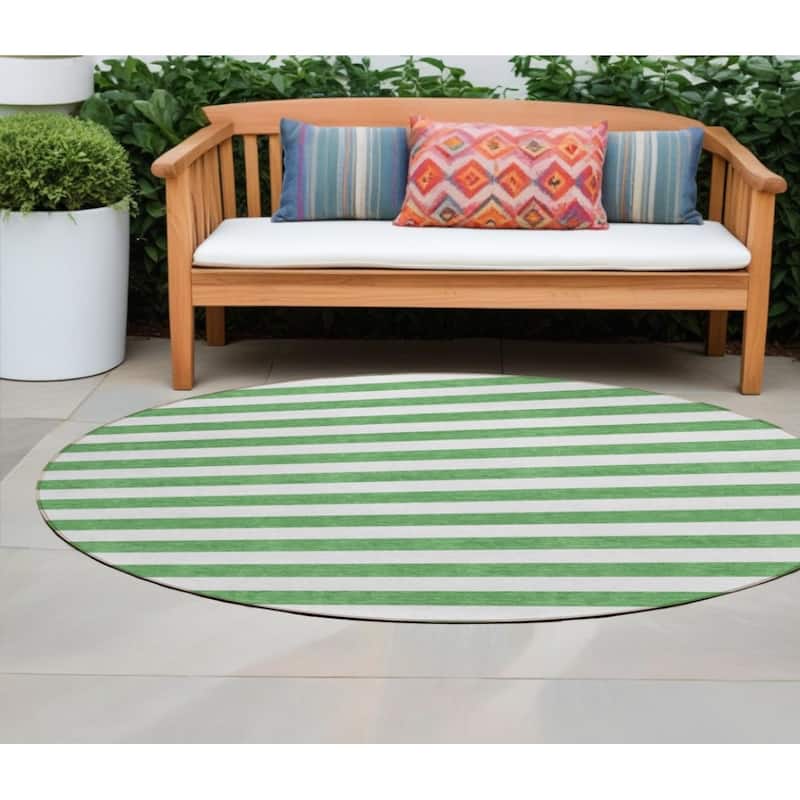 Jalu Stripe Weather Resistant Versatile Elegance Outdoor Rug - 8' X 8' - Multi