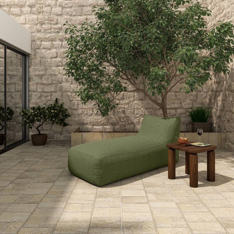 NADAAL STUDIOS Thalenor Chaise, Outdoor Beanbag-Inspired Polypropylene Seat with Polystyrene Beads, Green