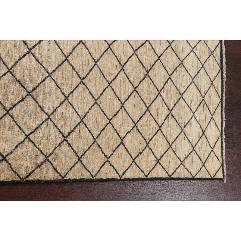 Trellis Moroccan Oriental Wool Area Rug Hand-knotted Home Decor Carpet - 7'11" x 10'5"