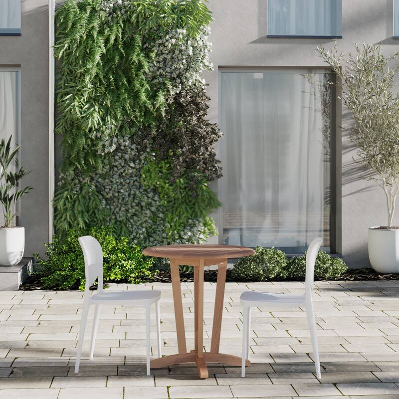 Amazonia Teak 3pc Outdoor Patio Wona Bistro Set - Brown and White