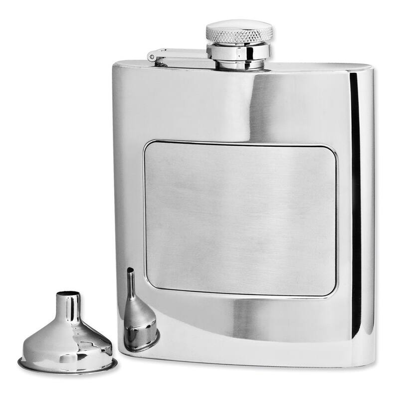 Curata Polished and Brushed Stainless Steel 8 Ounce Hip Flask with