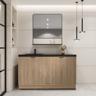 Milano 60" Freestanding Bathroom Vanity with Left Black Acrylic Sink