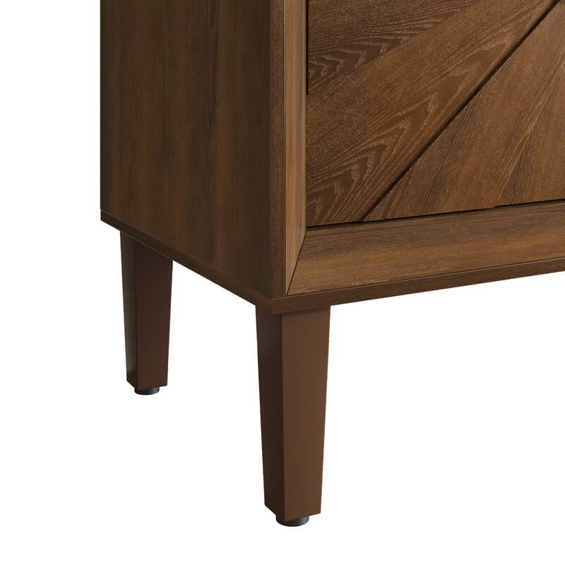 Wood TV Stand with Adjustable Shelves, Storage Cabinet for Living Room/Kitchen