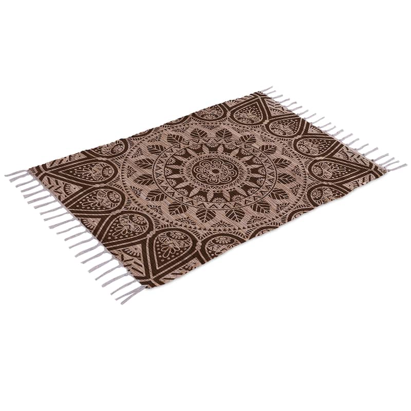 Authentic Hand-Woven Indian Cotton Rug 24''x36'' - Washable, Reversible, and Timelessly Stylish - 2'x3'