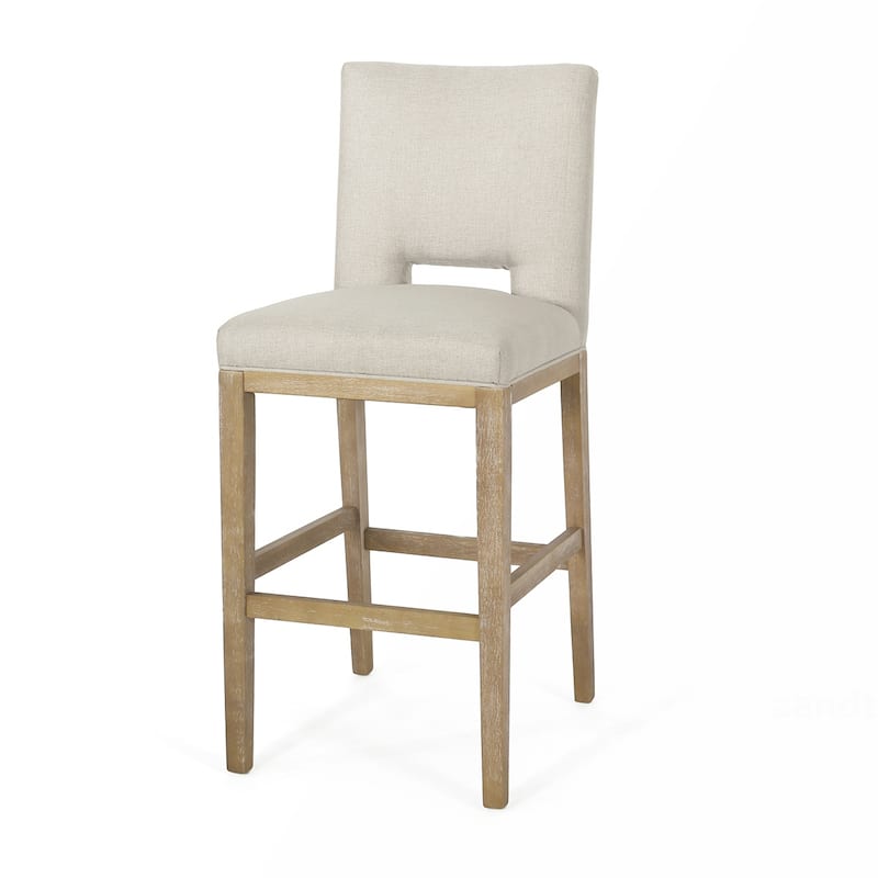 2PCS Fabric Counter Wood Frame Bar Stool