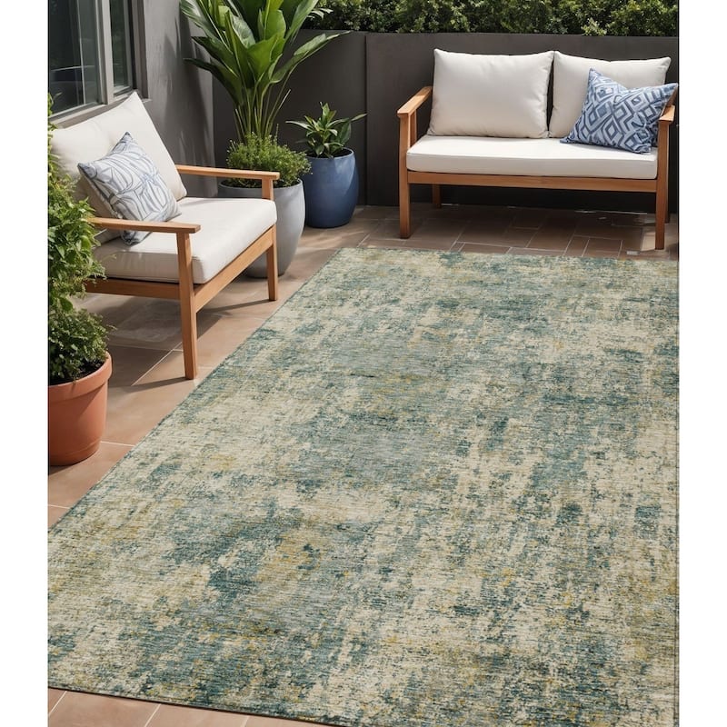 HomeRoots Abstract Transitional Rectangle Outdoor Rug - 5' X 8'