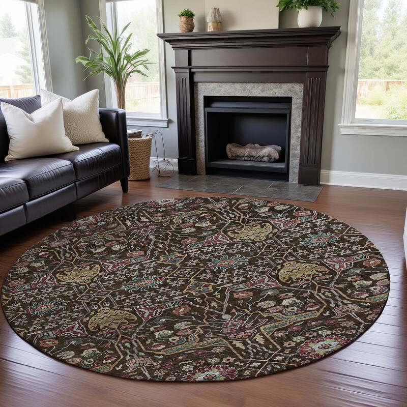 Premium Washable Super Soft Traditional Lobo Mayfield Rug - Chocolate - 8' x 8'