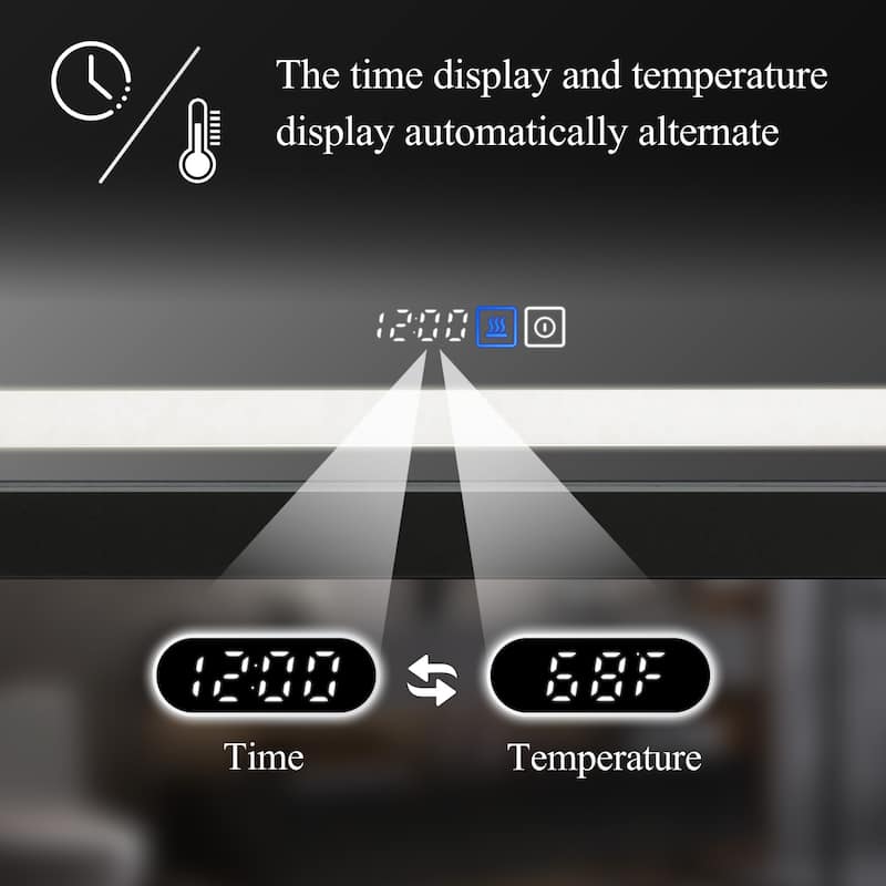 Arched Black Framed LED light Anti-fog 3 Colors Dimmable Wall Mirror - 27.6x23.6