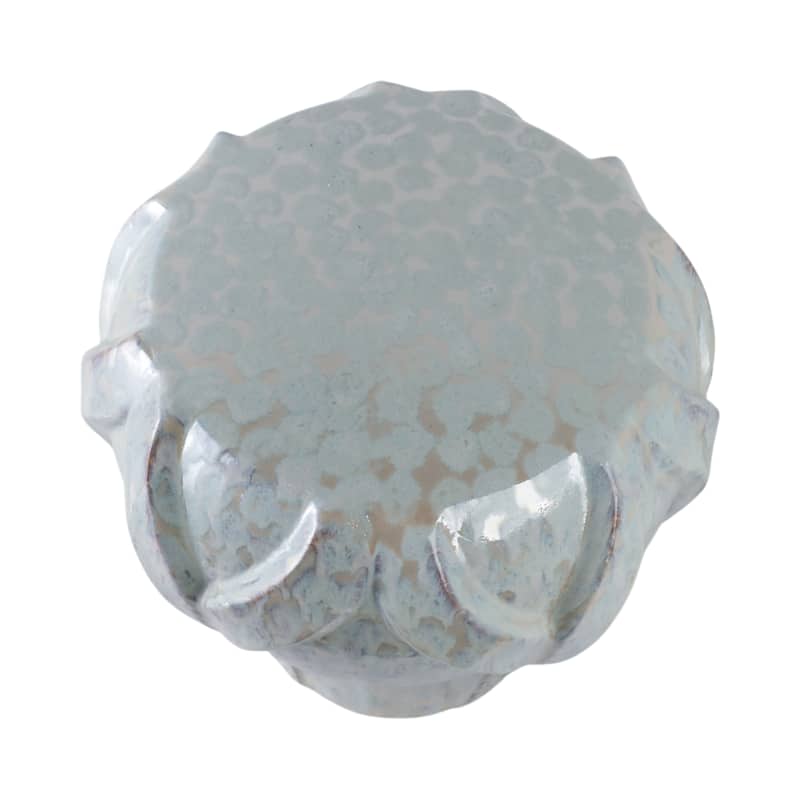 Ceramic Garden Stool Textured Glaze Modern Accent - 18" Ivory