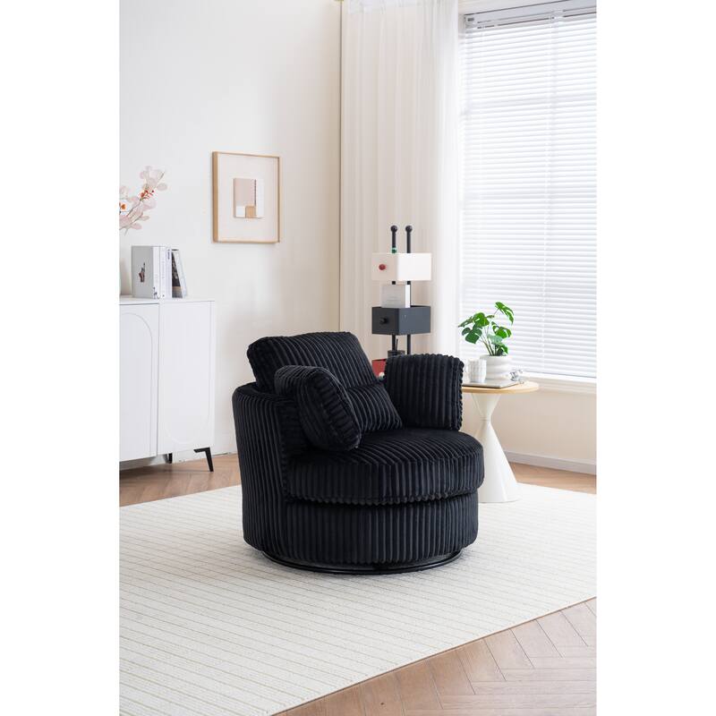 Corduroy Swivel Chair with 4 Pillows