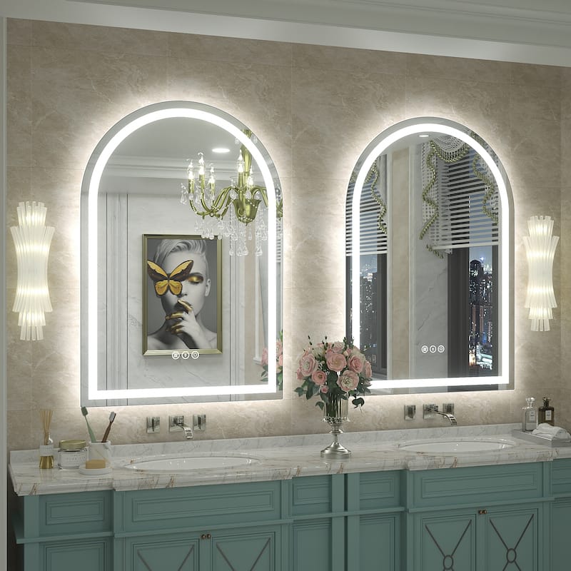 UL Certified Arched LED Anti-fog Tempered Glass Wall Bathroom Vanity Mirror