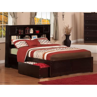 AFI Newport Full Size Platform Bed with Footboard & Storage Drawers in Espresso