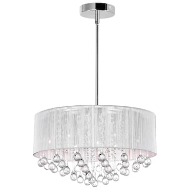 Water Drop 9 Light Drum Shade Chandelier With Chrome Finish