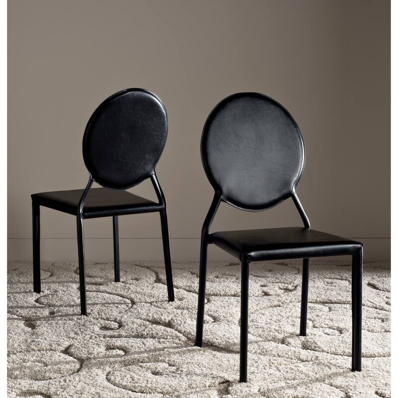 SAFAVIEH Gearldine Mid-Century White Dining Chair (Set of 2) - 17.3" x 22.5" x 37.4" - 17Wx23Dx37H - Black