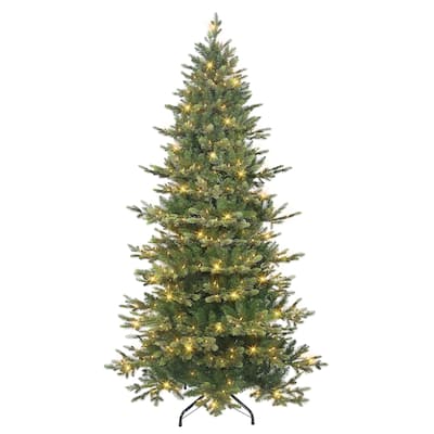 Puleo International 6.5 ft. Pre-lit Slim Royal Majestic Douglas Fir Downswept Artificial Christmas Tree