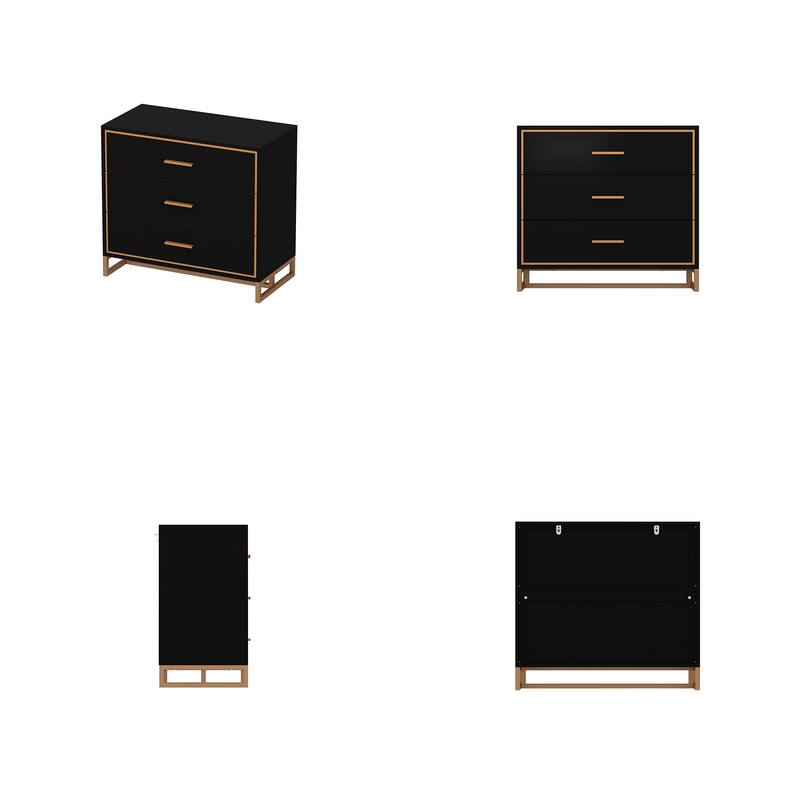 Luxurious Black and Gold Storage Cabinet Nightstand: Modern Design, Ample Storage & Practical Features
