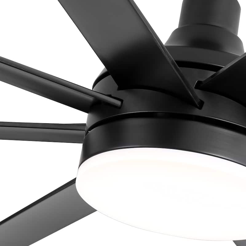 65 Inch Black Morden LED Ceiling Fan with Light Remote(8-Blade)