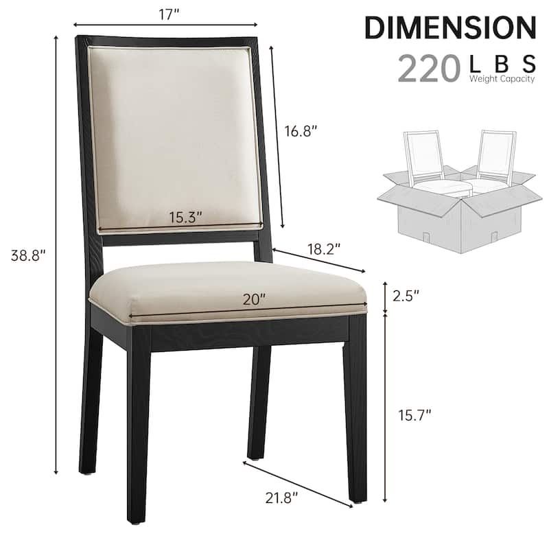 Modern Linen Cushioned Dining Chair, Fully Upholstered Accent Chair