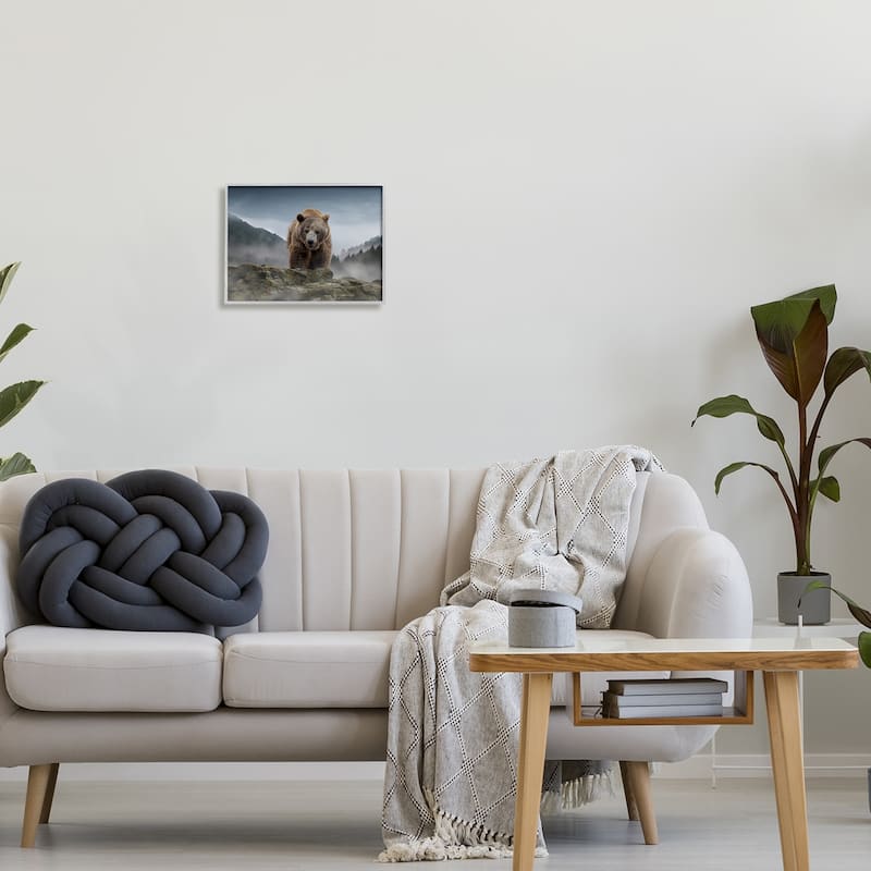 Stupell Roaring Brown Grizzly Bear Rocky Mountain Top View Framed Wall Art, Design by Kelley Parker