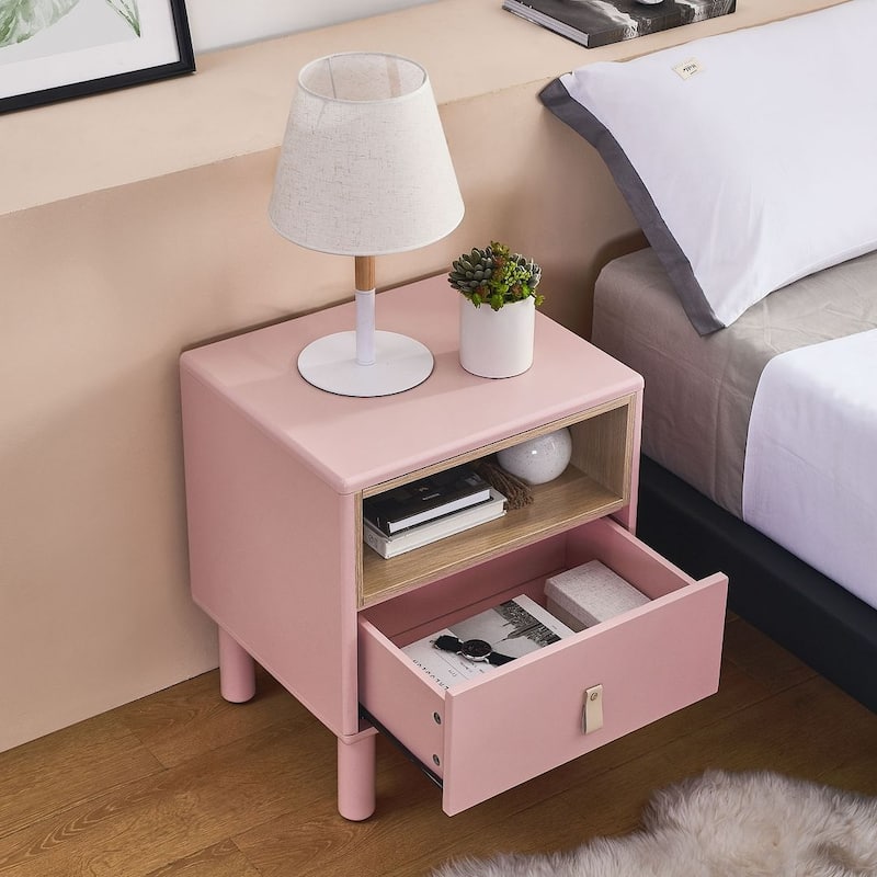 Modern Compact Wooden Single Drawer Nightstand