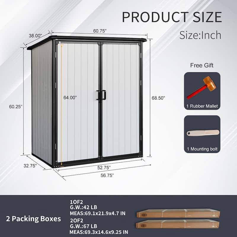 Installed 5 ft. W x 3 ft. D Plastic Shed with Lockable Doors (15 sq. ft.)