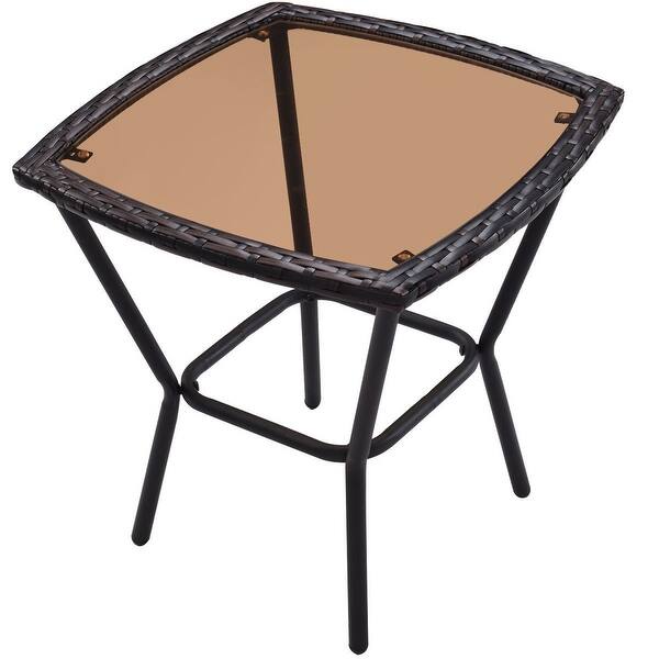 Shop Costway 3 Pcs Patio Rattan Wicker Furniture Set Rocking Chair Coffee Overstock 32092149