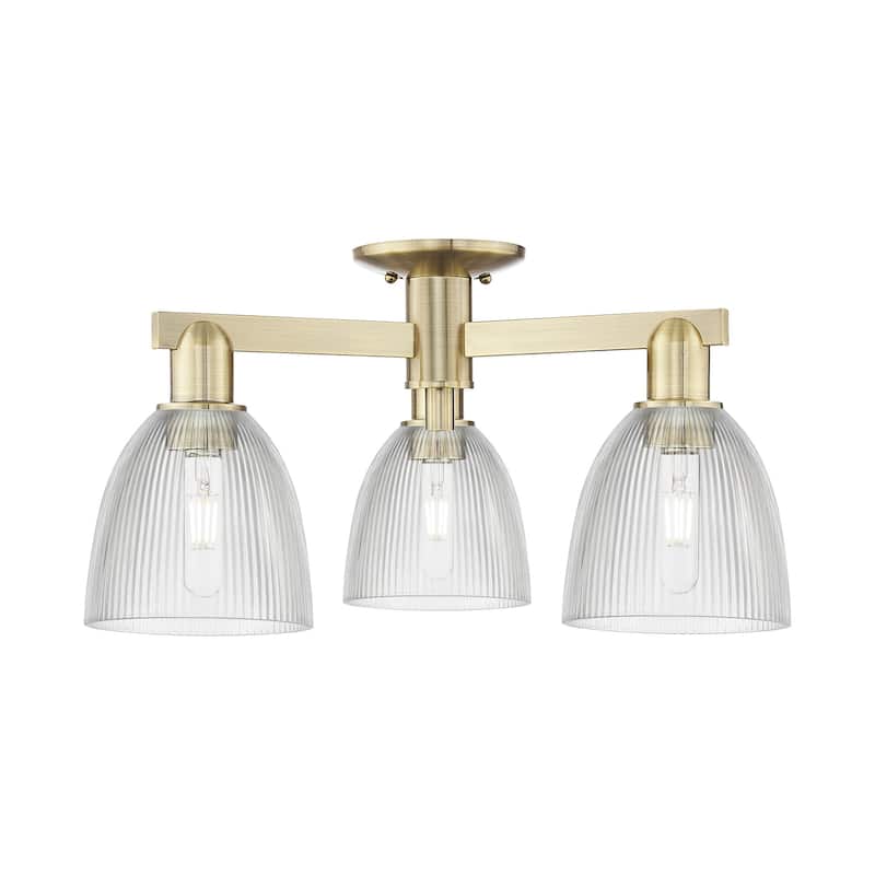 Innovations Lighting 716-3F-11-24 Castile Semi-Flush Castile 3 Light - Antique Brass / Clear