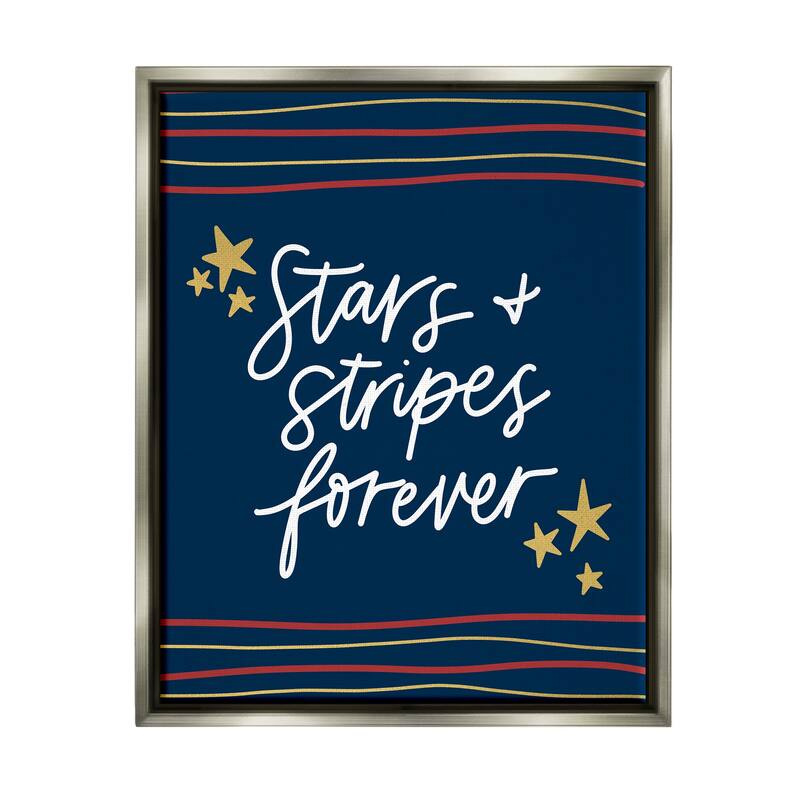 Stupell Stars Stripes Forever Americana Independence Day Floater Frame, Design by Amanda Houston - 24 x 30 - Grey