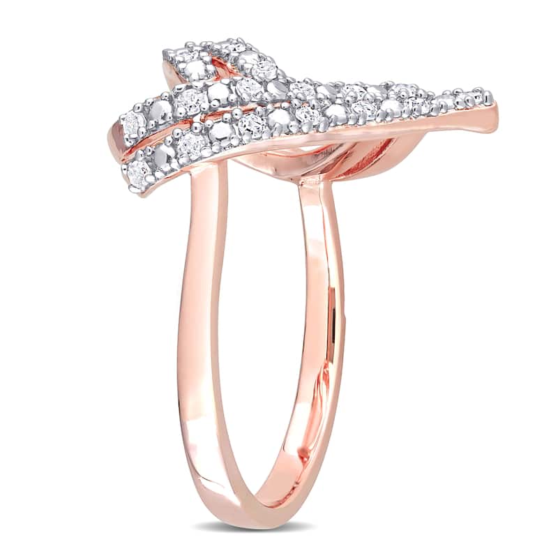 Miadora 1/5ct TDW Diamond Open Heart Ring in Rose Silver