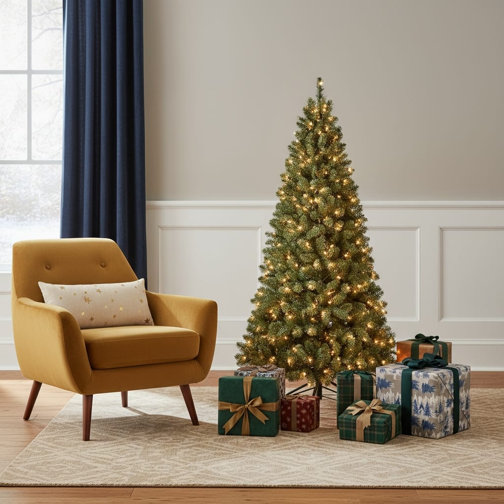 HomeRoots 5' Pre Lit Full Fir Christmas Tree - Green - 36.00 in. x 60.00 in. x 36.00 in.