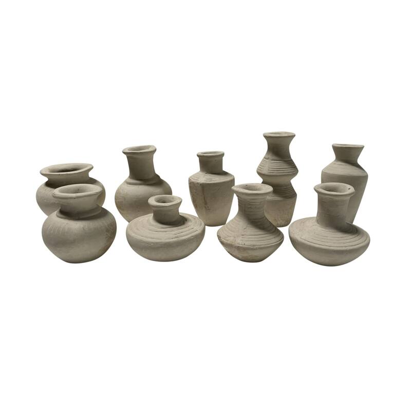Mini Paper Mache Vase - 12.5" - White - Set of 9
