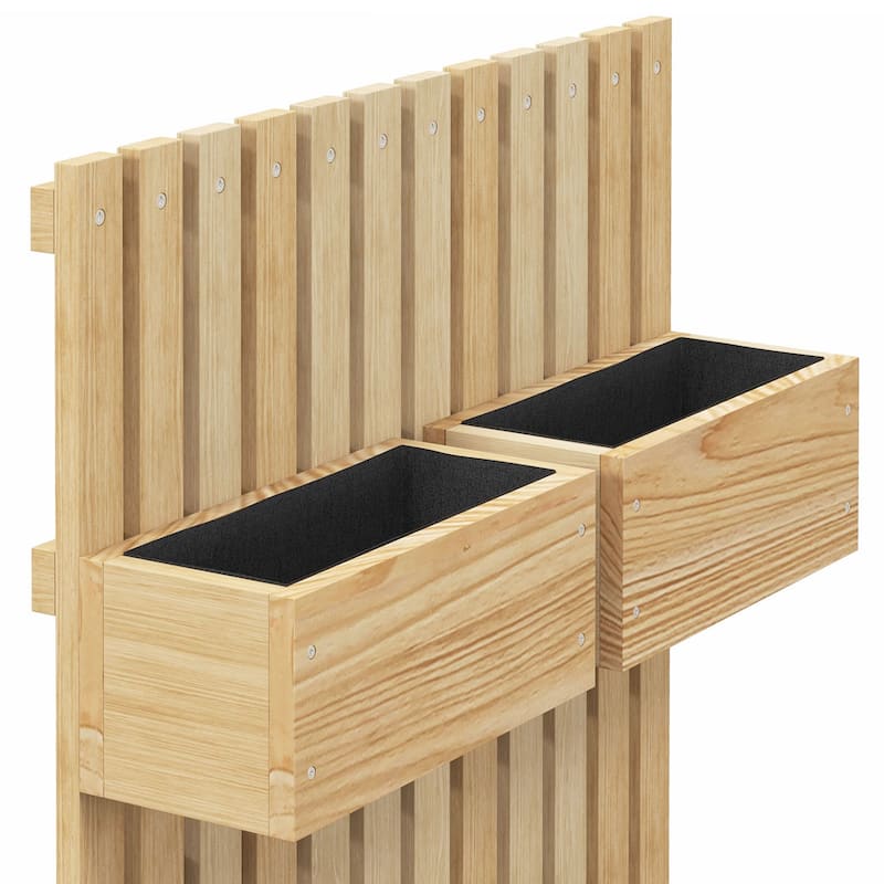 Outsunny Raised Garden Bed with Trellis for Vine Climbing Plants, Flowers, 39" Tall Wall-Mounted Wood Planter Box